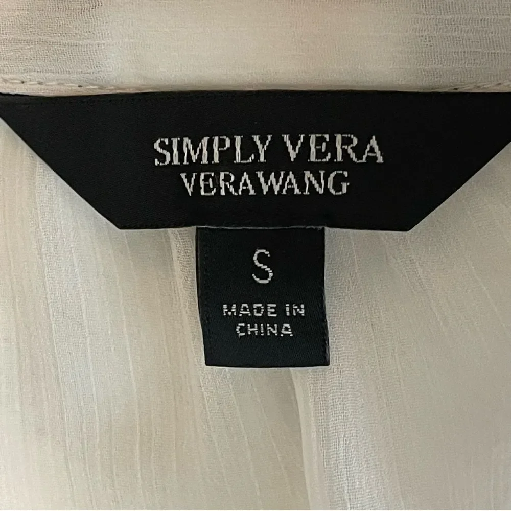 Vera Wang Sheer White Embroidered Tunic Top  NWOT Size S Bohemian